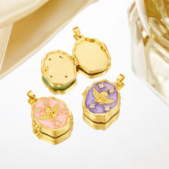 YSHomy Enamel & Crystal Gold-Plated Copper Pendant with Personalized Photo