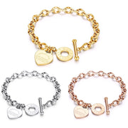 YSHomy Heart Pendant Bracelet with OT Buckle