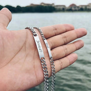 YSHomy Braccialetti in acciaio inossidabile con testo personalizzato