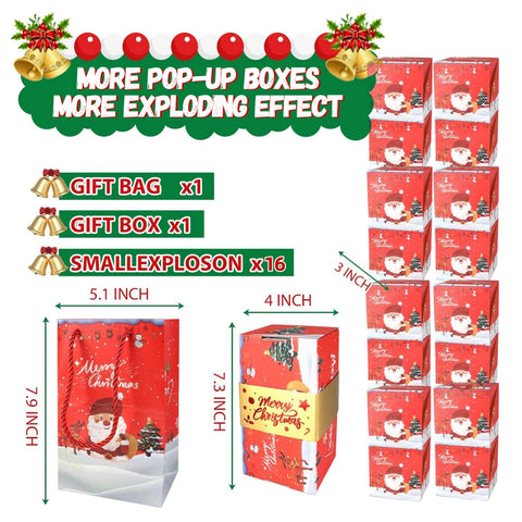 Christmas Surprise Pop Up Box with 16 PCS Exploding Box-Red
