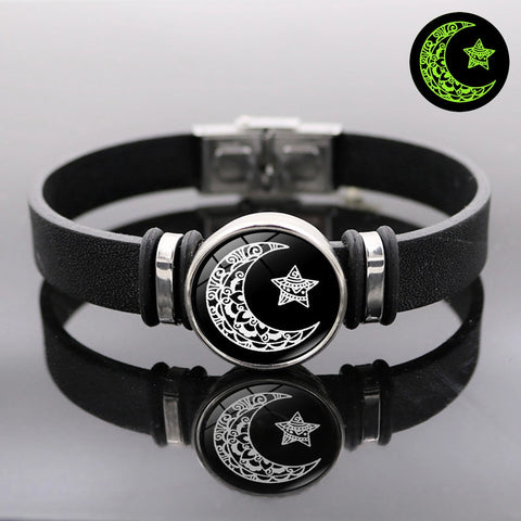 YSHomy Sun & Moon Glow-In-The-Dark Leather Couple Bracelets