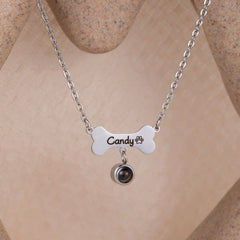 YSHomy 18K Gold-Plated Custom Dog Name Necklace with Hidden Photo