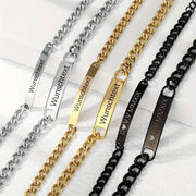 YSHomy Braccialetti in acciaio inossidabile con testo personalizzato