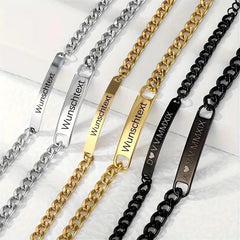 YSHomy Stainless Steel Couple Bracelets with Personalized Text