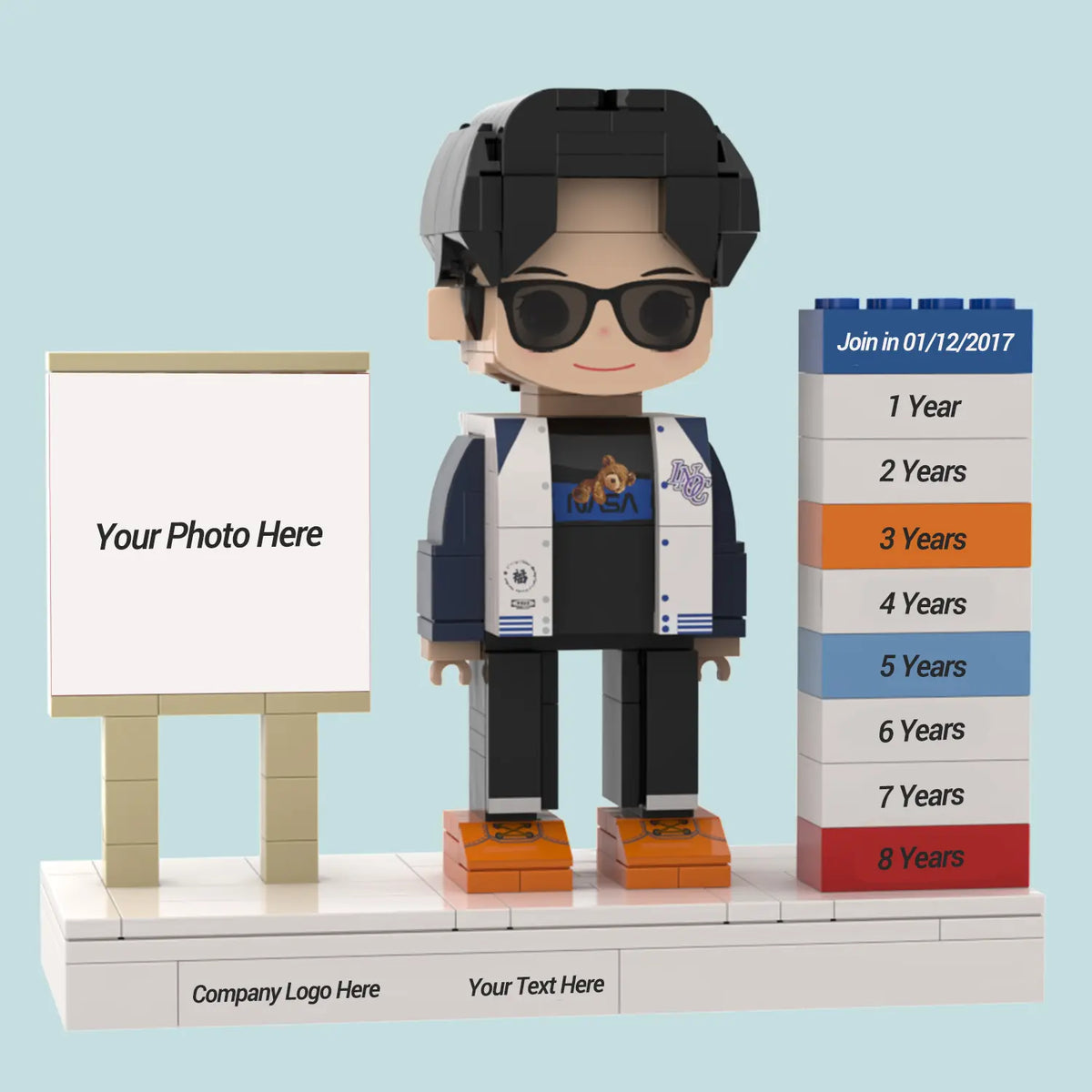 YSHomy Custom Brick Figure For Work Anniversary  - Photo Frame