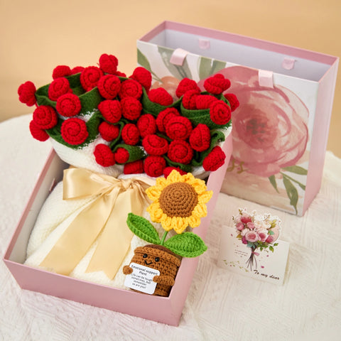 YSHomy Cashmere Flower Blanket Gift Box Set