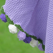 Couverture en crochet YSHomy motif fleurs - Roses violettes et blanches