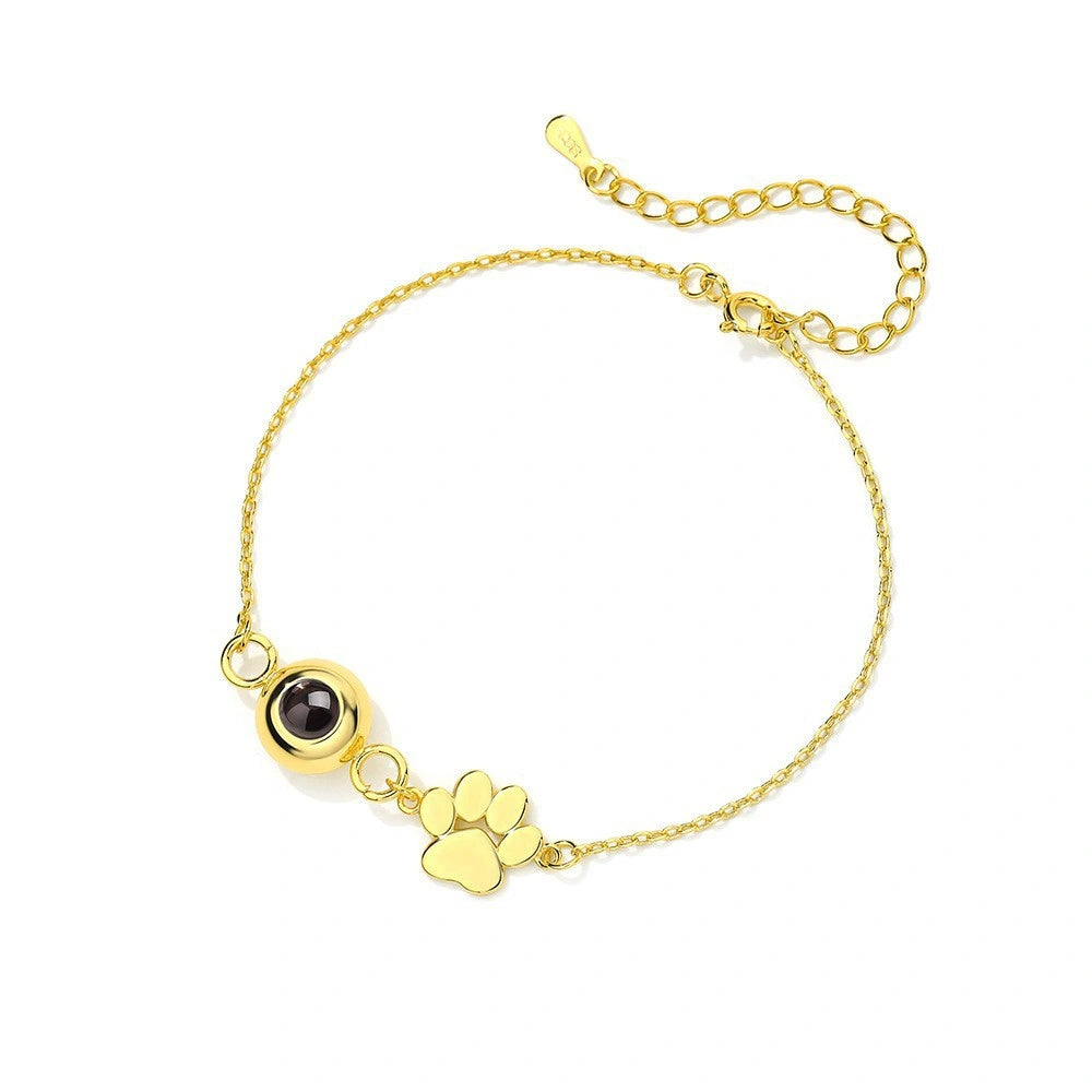 YSHomy Custom Pet Paw Bracelet with Hidden Photo