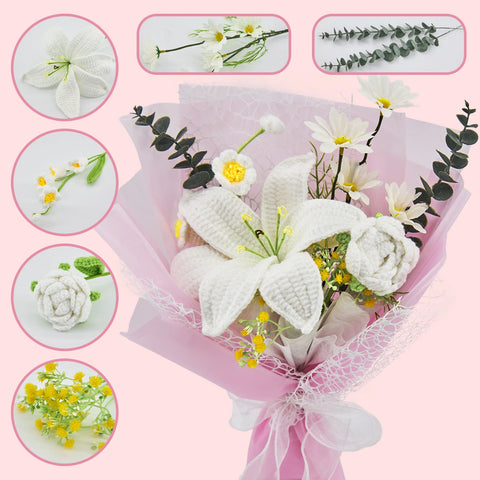 YSHomy Crochet Big Lily Flower Bouquet-Pink