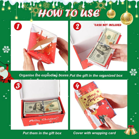 Christmas Surprise Pop Up Box with 16 PCS Exploding Box-Red
