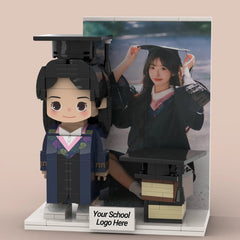 YSHomy Custom Brick Figures from Your Photo - Graduation with Background Plate