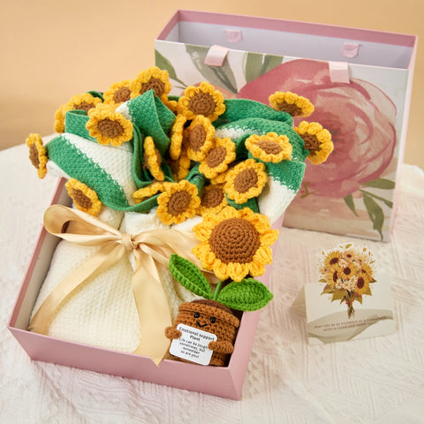 YSHomy Cashmere Flower Blanket Gift Box Set