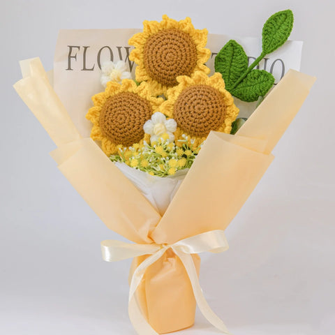 YSHomy Crochet 3 Sunflower Bouquet for For Him (Order: 20251104-2340)