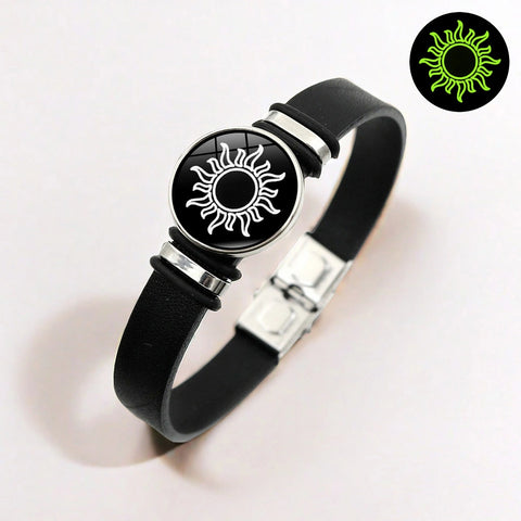 YSHomy Sun & Moon Glow-In-The-Dark Leather Couple Bracelets
