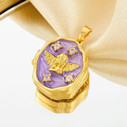 YSHomy Enamel & Crystal Gold-Plated Copper Pendant with Personalized Photo