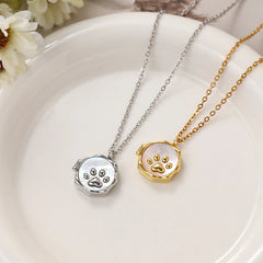 YSHomy Shell Cat Paw Necklace with Personalized Photo