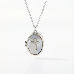 YSHomy Shell Cross Necklace with Personalized Photo & Text