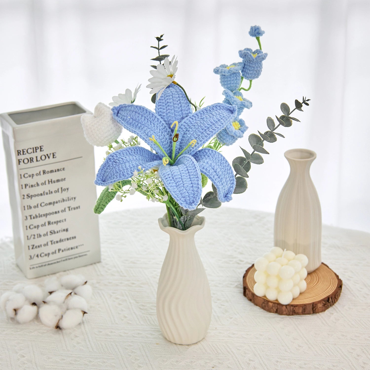 YSHomy Crochet Big Lily Flower Bouquet-Blue