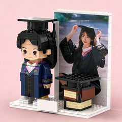 YSHomy Custom Brick Figures from Your Photo - Graduation with Background Plate