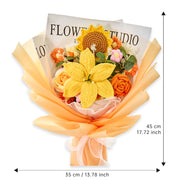YSHomy Ramo de ganchillo de lirio, girasol y rosa-Amarillo