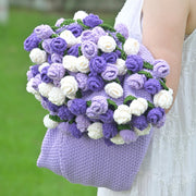 Couverture en crochet YSHomy motif fleurs - Roses violettes et blanches