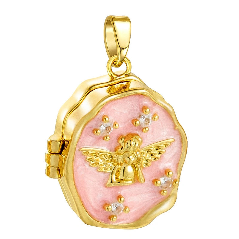 YSHomy Enamel & Crystal Gold-Plated Copper Pendant with Personalized Photo