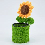 YSHomy Portalápices de Girasol Tejido-Maceta Verde