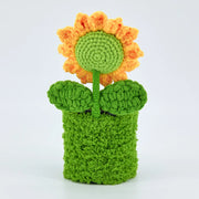 YSHomy Portalápices de Girasol Tejido-Maceta Verde