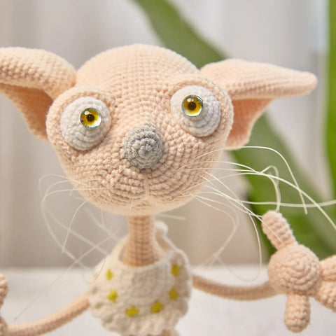 YSHomy Handmade Poseable Wired Skeleton Sphynx Cat Doll