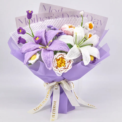 YSHomy Crochet Lily & Peony Bouquet for Mother's Day