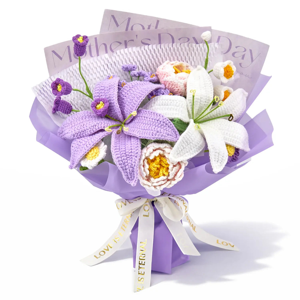 YSHomy Crochet Lily & Peony Bouquet for Mother's Day