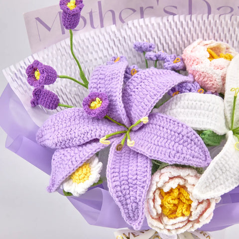 YSHomy Crochet Lily & Peony Bouquet for Mother's Day