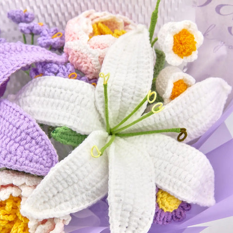 YSHomy Crochet Lily & Peony Bouquet for Mother's Day