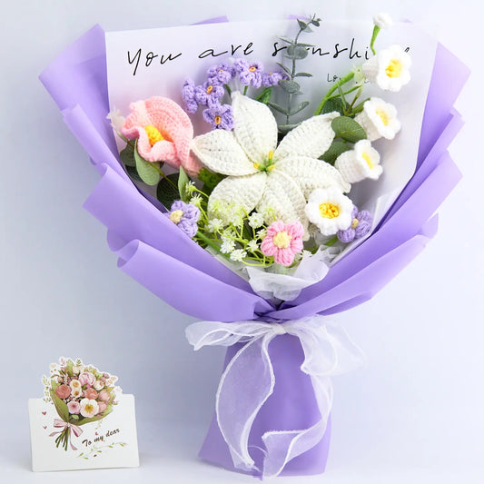 Crochet bouquet of lilies and calla lilies