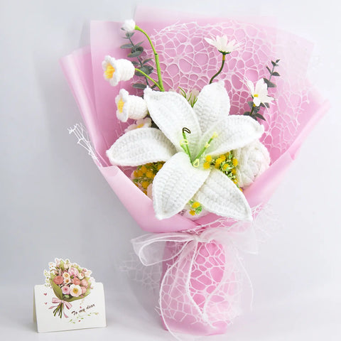 YSHomy Crochet Big Lily Flower Bouquet-Pink