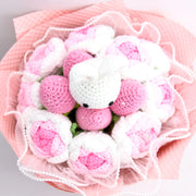 YSHomy bouquet all’uncinetto con coniglietto, rose e fragole