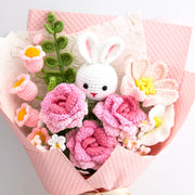 YSHomy Bouquet all'Uncinetto Coniglietto, Rosa e Fiore Galsang