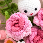 YSHomy Bouquet all'Uncinetto Coniglietto, Rosa e Fiore Galsang
