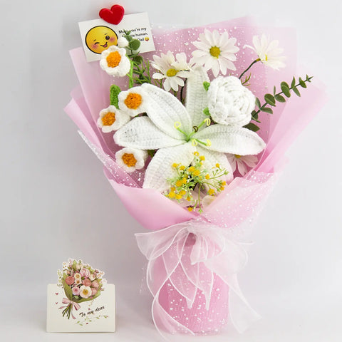 YSHomy Crochet Big Lily Flower Bouquet-Pink