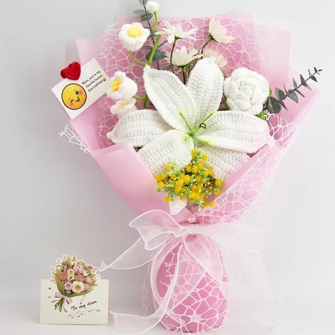 YSHomy Crochet Big Lily Flower Bouquet-Pink