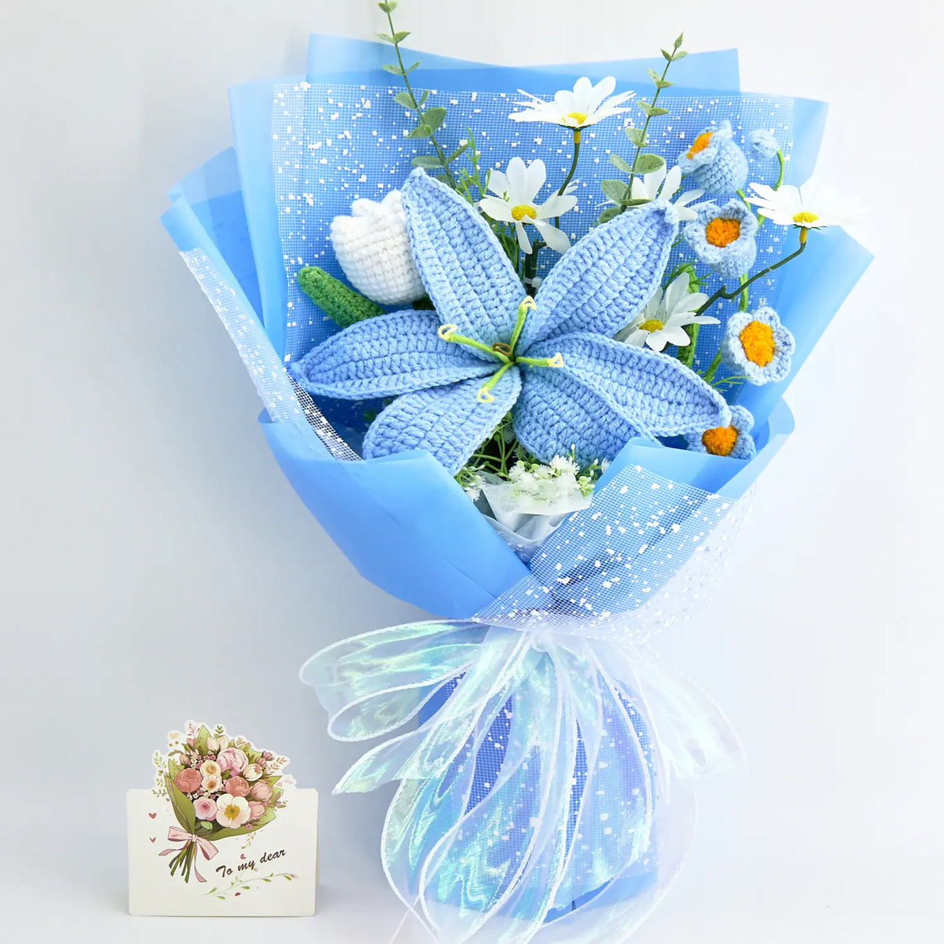 YSHomy Crochet Big Lily Flower Bouquet-Blue | YSHomy