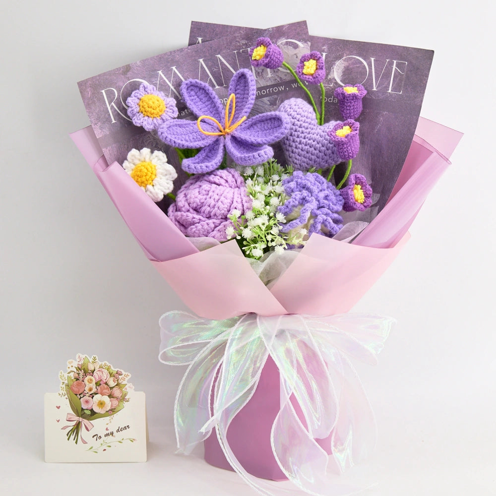 YSHomy Crochet Tulip Rose Carnation Daisy Bouquet