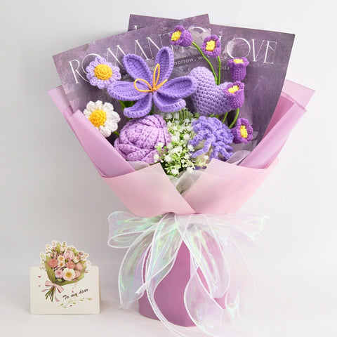 YSHomy Crochet Tulip Rose Carnation Daisy Bouquet