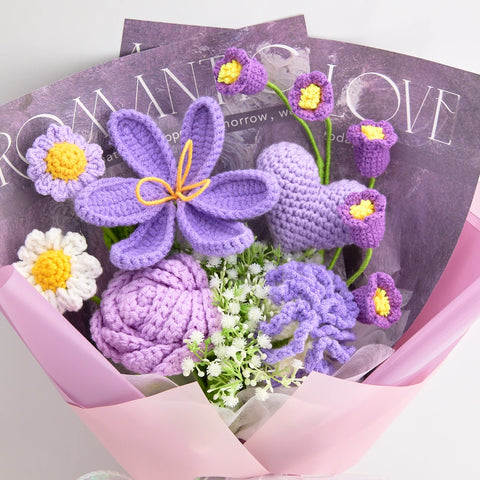 YSHomy Crochet Tulip Rose Carnation Daisy Bouquet