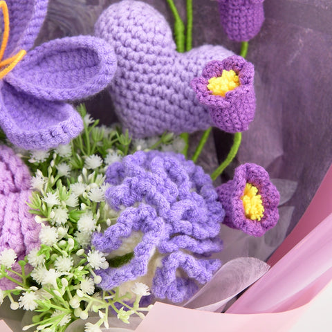 YSHomy Crochet Tulip Rose Carnation Daisy Bouquet