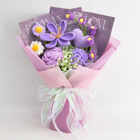 YSHomy Crochet Tulip Rose Carnation Daisy Bouquet