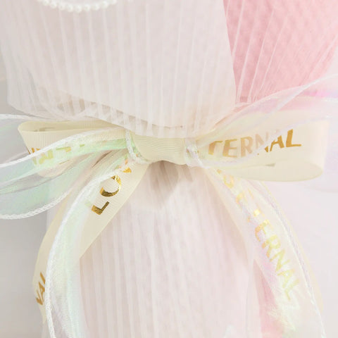 YSHomy Round Crochet Pink & White Emoji Bouquet with Rose