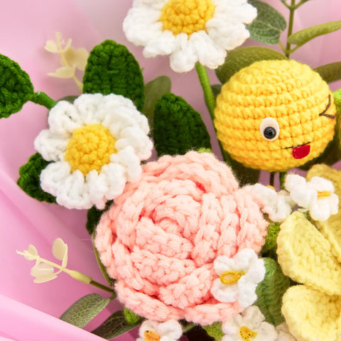 YSHomy Crochet Emoji Bouquet with Rose Daisy