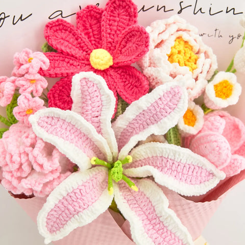 YSHomy Crochet Gradient Lily Peony Tulip Bouquet