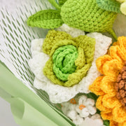 YSHomy Grand Bouquet de Cœurs de Tournesols et Roses au Crochet Vert